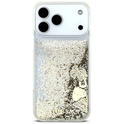 3. Etui Guess Liq. Glitter 4 Charms na iPhone 17 Pro Max - złote