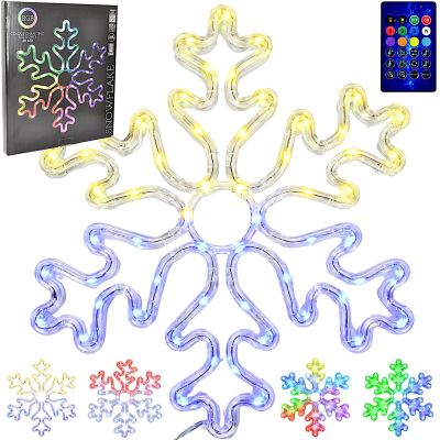 PŁATEK ŚNIEGU DEKORACYJNY WISZĄCY 31,5 x 36 CM 60LED RGB TIMER USB