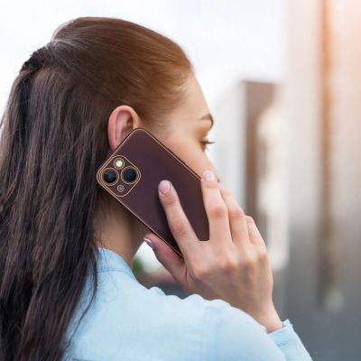 13. Dux Ducis Yolo etui iPhone 14 Plus elegancki pokrowiec ze skóry ekologicznej fioletowy