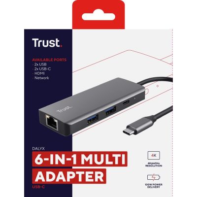9. Multi-Port Adapter Trust DALYX 6-IN-1 USB-C Silver