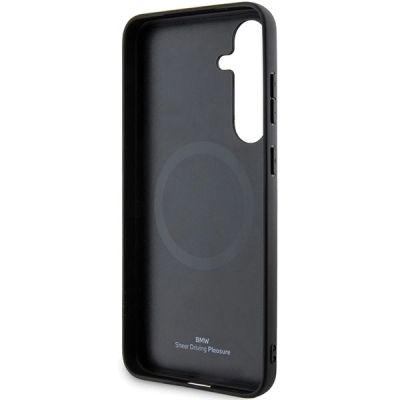 7. Etui BMW Signature Leather Textured & Line MagSafe na Samsung Galaxy S24+ - czarne