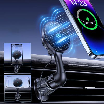 4. Uchwyt samochodowy Wozinsky WCT5-6S4Y z ładowarką indukcyjną Qi/MagSafe 15W na kratkę nawiewu  - czarny