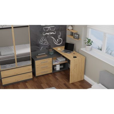 6. BIURKO NAROŻNE DANY ANTRACYT ARTISAN KOMPLET