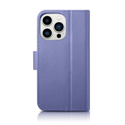 2. iCarer Wallet Case 2in1 etui iPhone 14 Pro Max skórzany pokrowiec z klapką Anti-RFID jasnofioletowy (WMI14220728-LP)
