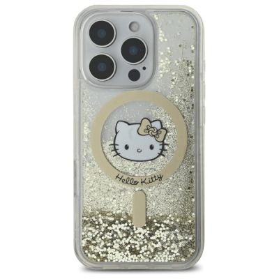 3. Etui Hello Kitty Liquid Glitter Fever MagSafe na iPhone 16 Pro Max - złote