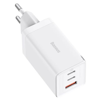 2. Szybka ładowarka sieciowa GaN 2xUSB C 1xUSB 65W Baseus GaN5 Pro + kabel USB C - USB C 100W - biała