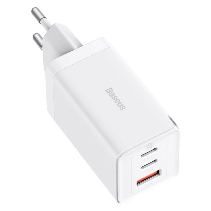 2. Szybka ładowarka sieciowa GaN 2xUSB C 1xUSB 65W Baseus GaN5 Pro + kabel USB C - USB C 100W - biała