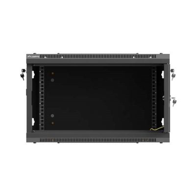 25. Szafa instalacyjna rack wisząca 19" 6U 600x600 czarna drzwi perforowane Lanberg (flat pack)
