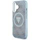 6. Etui Guess IML Metal Glitter 4G Circle Triangle MagSafe na iPhone 16 - niebieskie