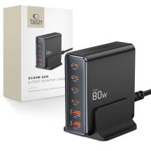Stacja ładująca Tech-protect DC80W-GAN 6-PORT PD80W/QC3.0 - czarne