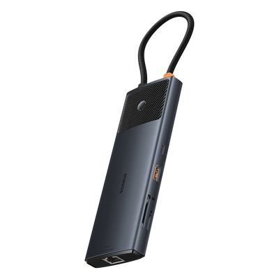 6. Hub USB-C Baseus Metal Gleam II 10w1 HDMI USB-A USB-C RJ45 SD/TF - szary