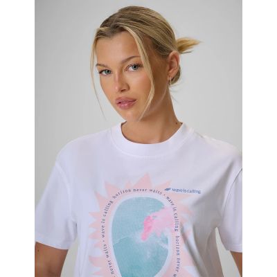 3. T-shirt z nadrukiem Damski  4F 4FRSS26TTSHF4536-10S