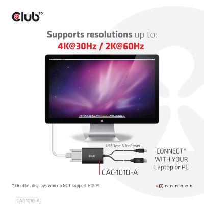 6. CLUB3D CAC-1010-A adapter kablowy 0,6 m DisplayPort DVI-D + USB Czarny