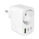 Ładowarka Puro 30W Power Delivery z wtyczką i gniazdem Schuko 2x USB-C + 1x USB-A - biała