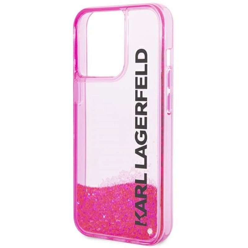 6. Etui Karl Lagerfeld Liquid Glitter Elong na iPhone 14 Pro - różowe