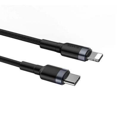 4. Kabel Baseus CATLKLF-G1 Lightning - USB-C PD QC 18W 480Mb/s 1m - czarno-szary