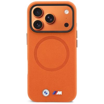 3. Etui BMW M FW Metal Logo MagSafe na iPhone 17 Pro - pomarańczowe