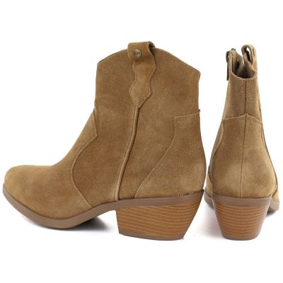 4. Skórzane botki damskie kowbojki camel Big Star TT274953