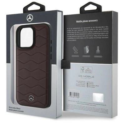 14. Etui Mercedes MB Waves Leather na iPhone 16 Pro Max - czerwone