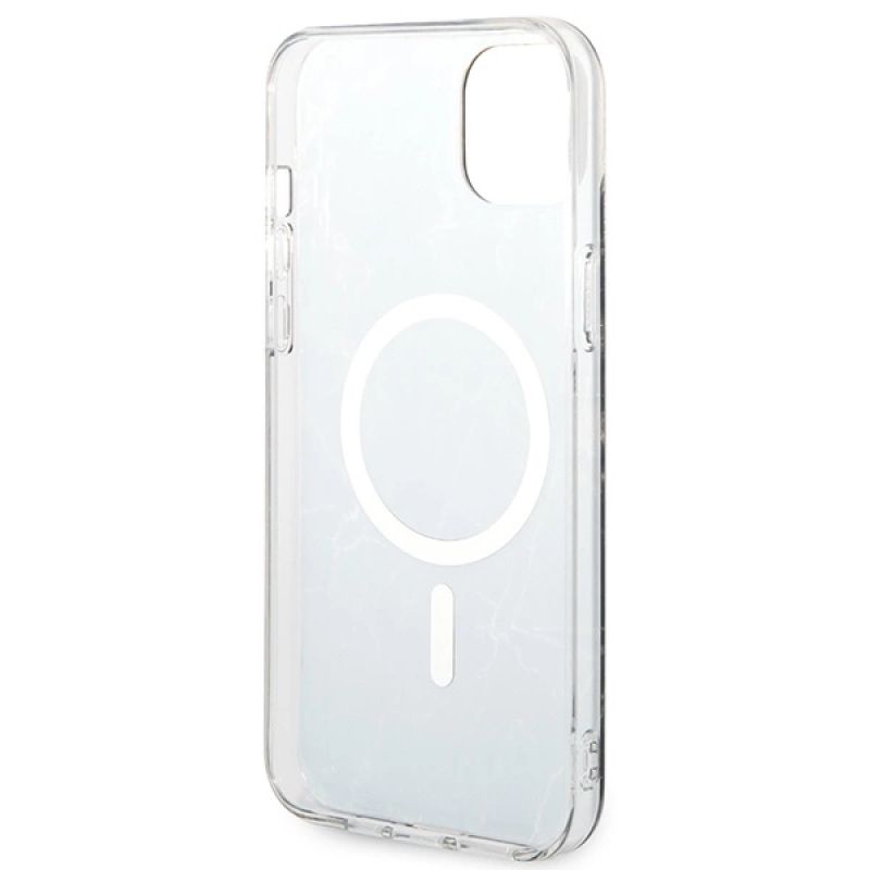 7. Etui Guess Marble MagSafe na iPhone 14 + ładowarka indukcyjna - czarne