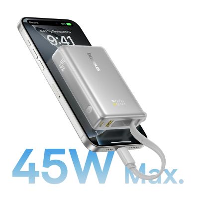 7. Powerbank Baseus PicoGo 10000mAh 45W z wyświetlaczem cyfrowym z wbudowanym kablem USB-C - tytanowy