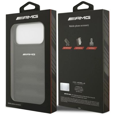 8. Etui Mercedes AMG Leather Debossed Lines Logo na iPhone 18 Pro Max / 17 Pro Max - czarne