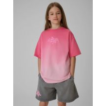 T-shirt loose z nadrukiem dziewczęcy 4F 4FJRSS26TTSHF4186-90A