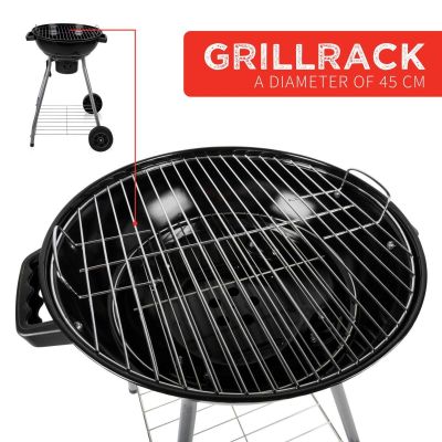 15. GRILL OGRODOWY KULISTY REX STALOWY 46CM Z POPIELNIKIEM
