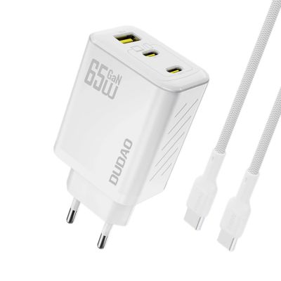 Ładowarka sieciowa Dudao A29C 65W GaN + kabel USB-C - biała