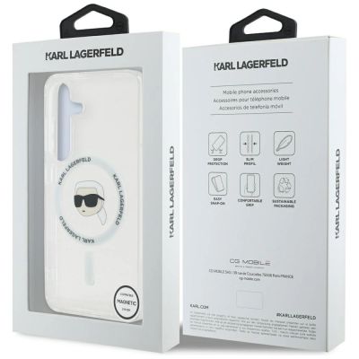 8. Etui Karl Lagerfeld Button Karl Head Printed Logo MagSafe Samsung Galaxy S25 biały