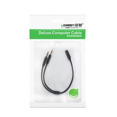 5. Ugreen kabel rozdzielacz AUX 3,5 mm mini jack (żeński) - 2x 3,5 mm mini jack (męski - mikrofon i słuchawki) czarny (AV140 20899)