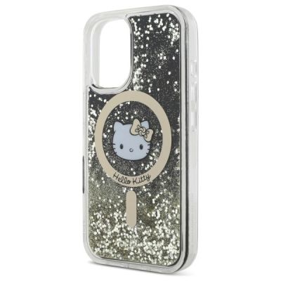 6. Etui Hello Kitty Liquid Glitter Fever MagSafe na iPhone 16 - złote