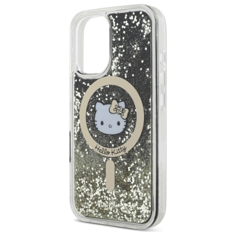 6. Etui Hello Kitty Liquid Glitter Fever MagSafe na iPhone 16 - złote