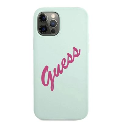3. Etui Guess Silicone Vintage na iPhone 12 / iPhone 12 Pro - niebiesko-różowe