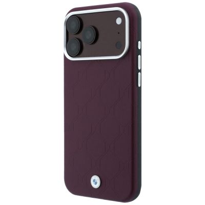2. Etui BMW Sign Deboss Quilted Metal Logo MagSafe na iPhone 18 Pro / 17 Pro - bordowe