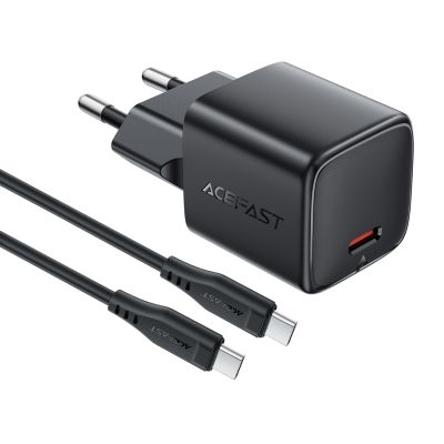 2. Ładowarka sieciowa Acefast A118 30W GaN USB-C z kablem USB-C - USB-C 1.2m - czarna
