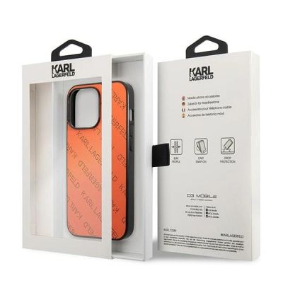 8. Etui Karl Lagerfeld Perforated Allover na iPhone 13 Pro / 13 6,1" - pomarańczowe