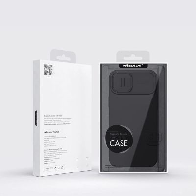 5. Nillkin CamShield Magnetic Silicone Case etui iPhone 14 Plus magnetyczny MagSafe pokrowiec z osłoną na aparat czarny