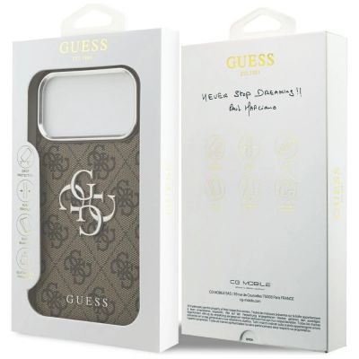8. Etui Guess 4G Big 4G Classic Logo na iPhone 17 Pro Max brązowy - srebrne