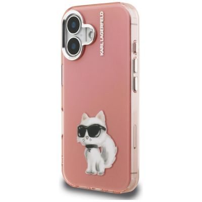 2. Etui Karl Lagerfeld IML Aquarelle Choupette & Logo na iPhone 16 - różowe