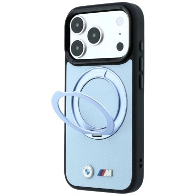 2. Etui BMW Kevlar Ring Stand 360 MagSafe na iPhone 18 Pro Max / 17 Pro Max - niebieskie