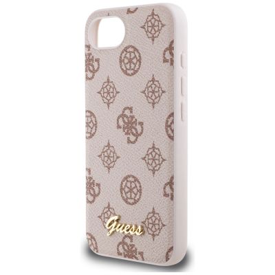 6. Etui Guess Peony Script Logo MagSafe na  iPhone 16e - brązowe
