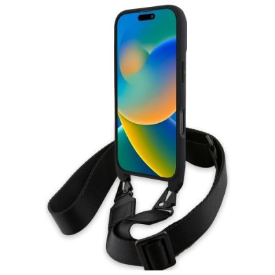 4. Etui BMW M Edition Carbon Tricolor Lines & Strap na iPhone 16 Pro Max - czarne