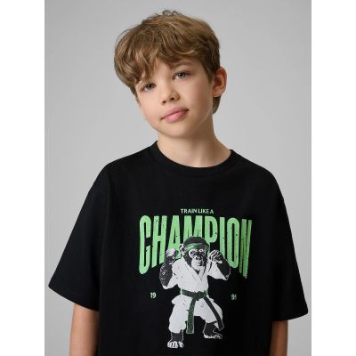 3. T-shirt loose z nadrukiem chłopięcy 4F 4FJRSS26TTSHM3831-20S