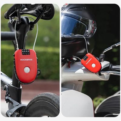 13. Zapięcie rowerowe Rockbros 32420981001 z linką zwijaną - czerwone