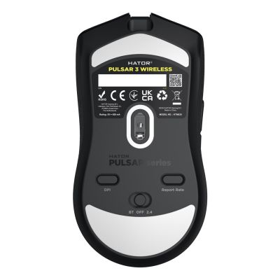 6. HATOR Pulsar 3 Wireless myszka Gaming Oburęczny RF Wireless + Bluetooth + USB Type-C Optyczny 12000 DPI