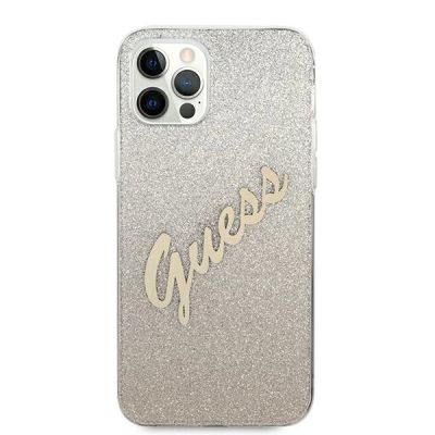 3. Etui Guess Glitter Gradient Script na iPhone 12 Pro Max - złote