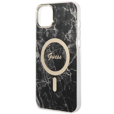 6. Etui Guess Marble MagSafe na iPhone 14 + ładowarka indukcyjna - czarne