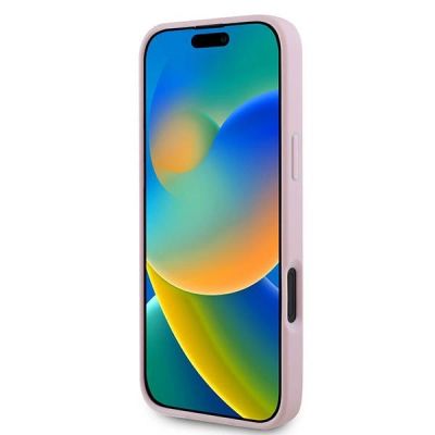 5. Etui Guess Grained Gold Ring MagSafe na iPhone 16 Plus - różowe