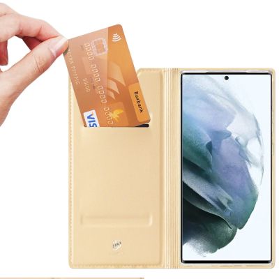 2. Dux Ducis Skin Pro kabura etui pokrowiec z klapką Samsung Galaxy S22 Ultra złoty